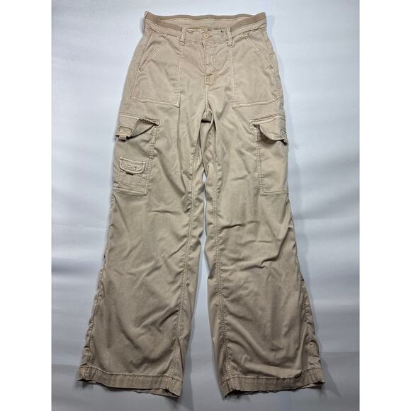 American Eagle Outfitters Pants - American Eagle Women's Baggy Wide Leg Tan Cargo Pants - Size 4 Reg (29x30)